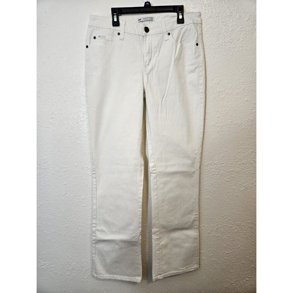 Lee Slender Secret White Straight Denim Women's Jeans Studded Pockets 10/12*